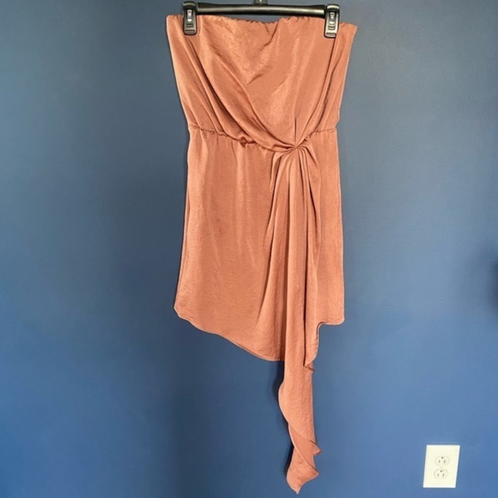 Express Strapless Pink Mini High Low Satin Dress Size Small Petite - Picture 2 of 11